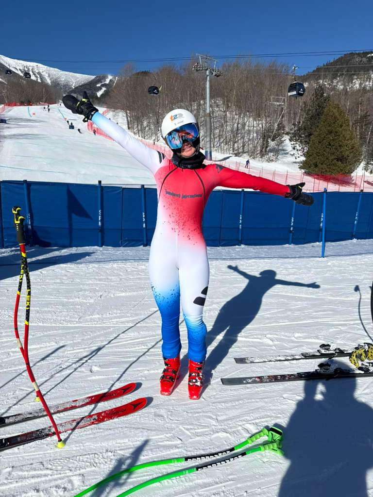 Tomahawk skier celebrating a day on the mountain