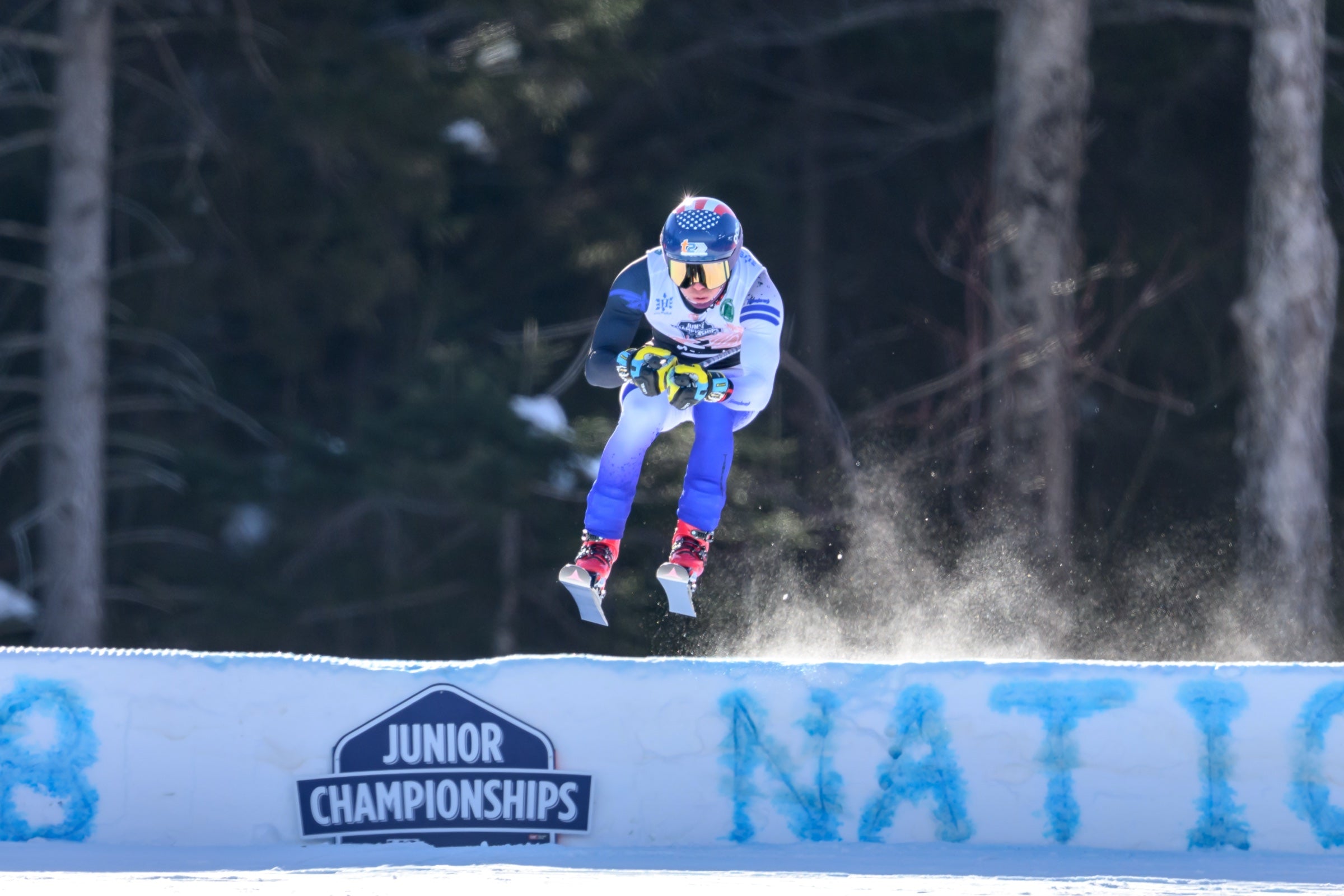 Luca airborne at the Junior Championships